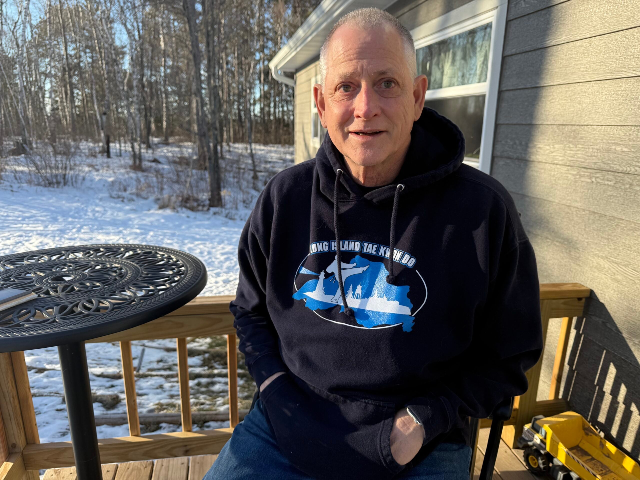 Jeff Hall outside his home in Duluth.